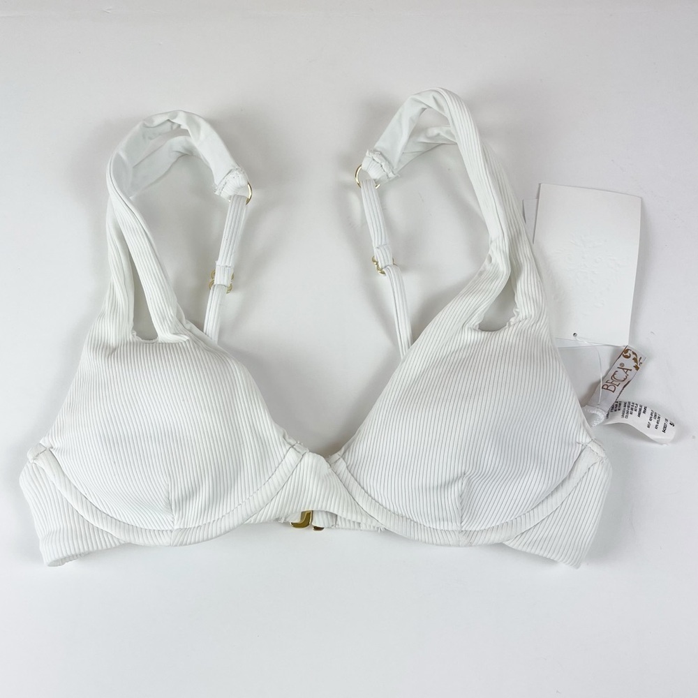 Becca Bikini Top Womens Small White Underwire Dahlia Ribbed NWT NEW